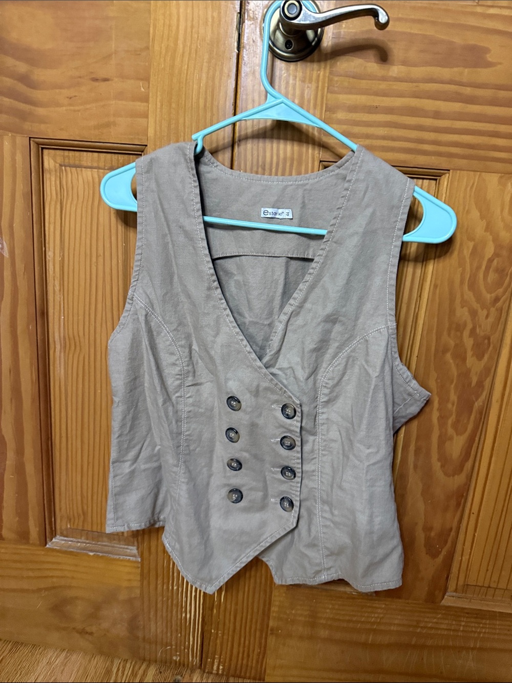 Source Unknown Taupe Double-Breasted Women's Vest